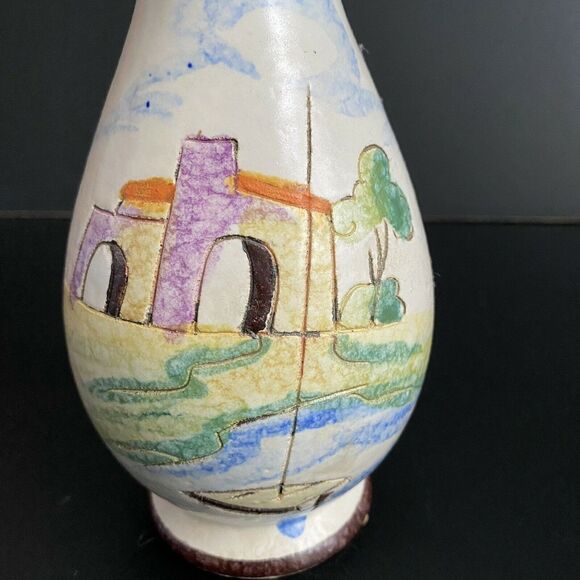 Vintage Bay Keramik West Germany Form 534/18 Villa Boat Scene Vase 1960s/1970s - Picture 5 of 10